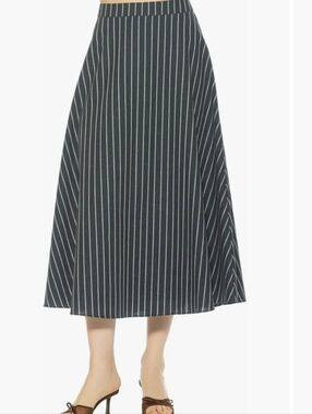 Alexia Admor Brilyn Long Skirt - Black with White Pinstripes